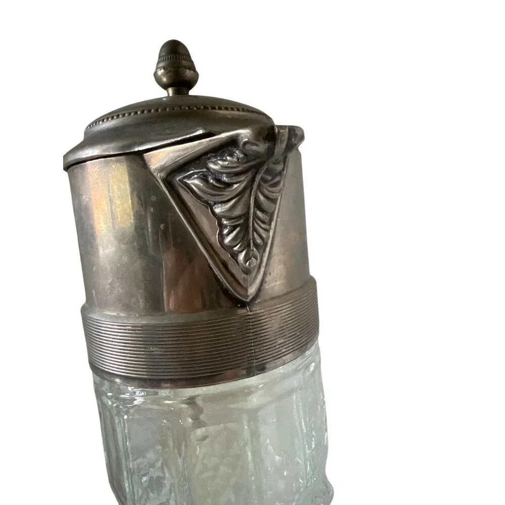 Victorian Silver plate EAPG Claret Jug Decanter‎ and Ice Tube Made in England